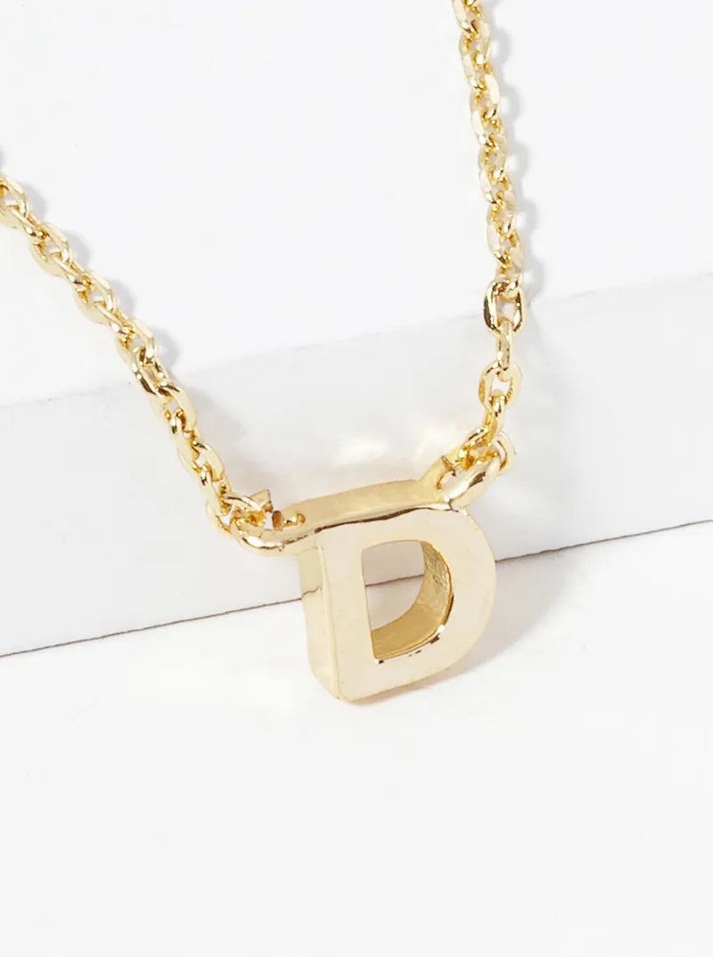 18K Gold Dipped Dainty Initial Letter Pendant Necklace