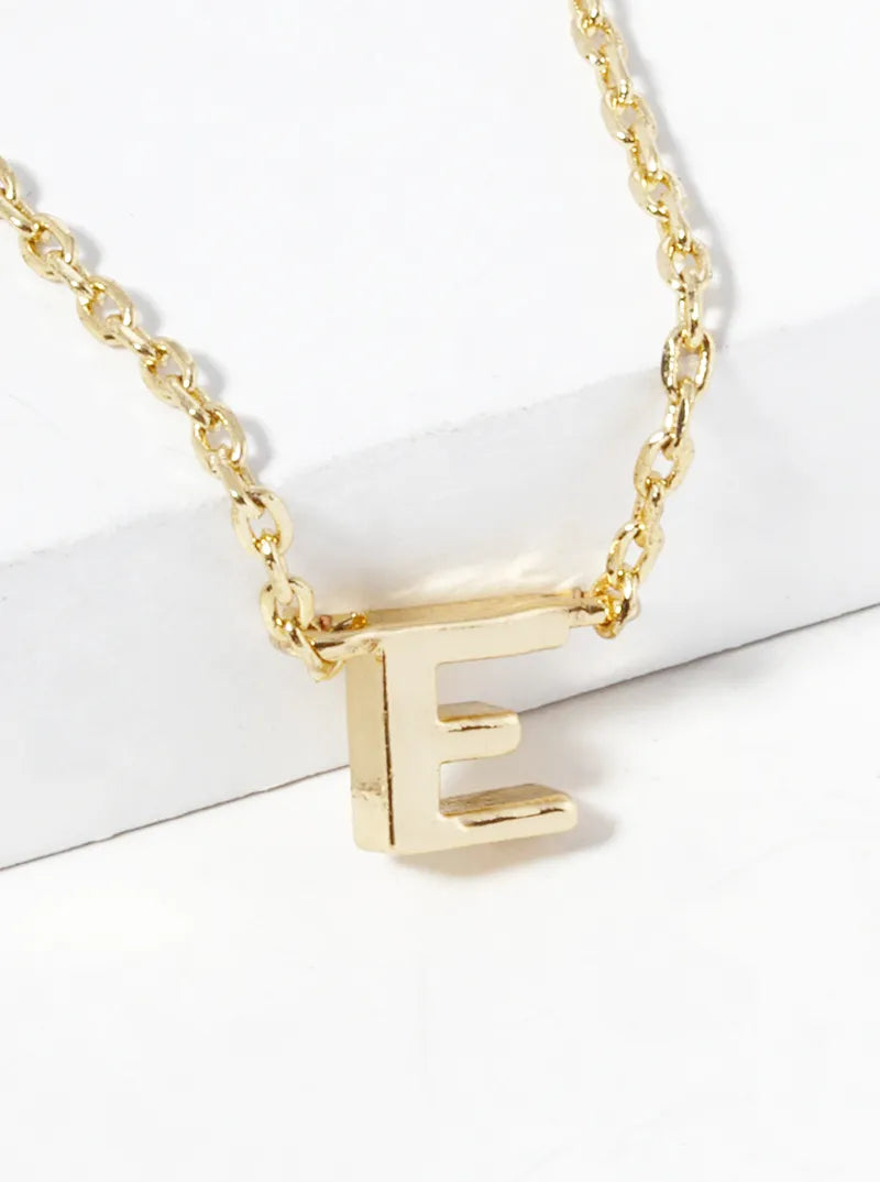 18K Gold Dipped Dainty Initial Letter Pendant Necklace