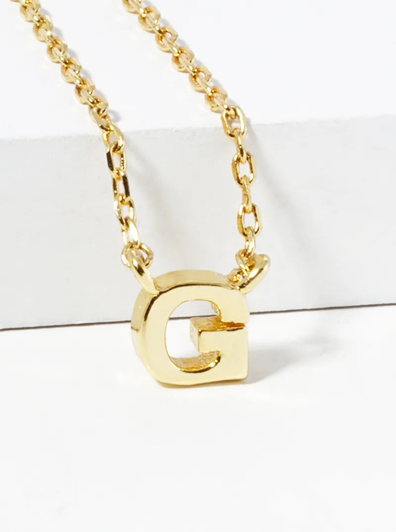18K Gold Dipped Dainty Initial Letter Pendant Necklace