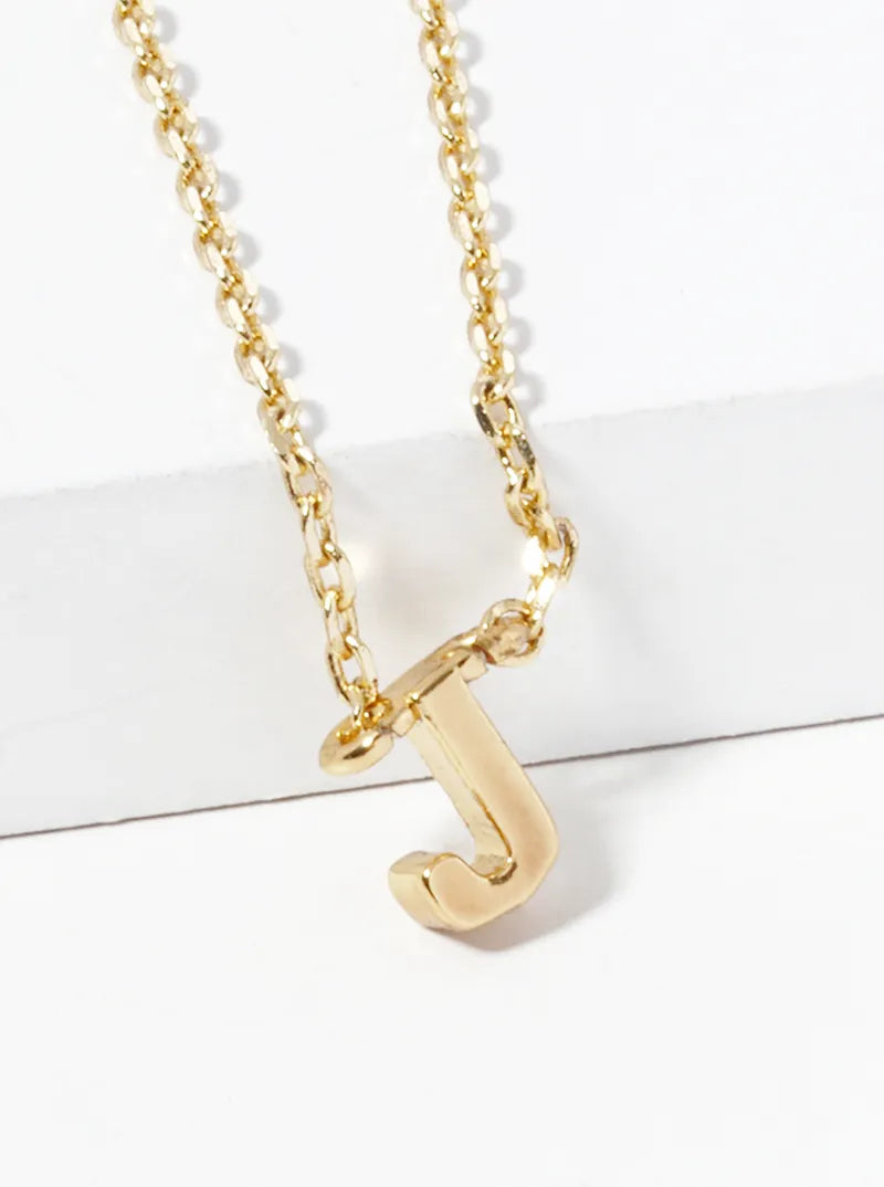 18K Gold Dipped Dainty Initial Letter Pendant Necklace