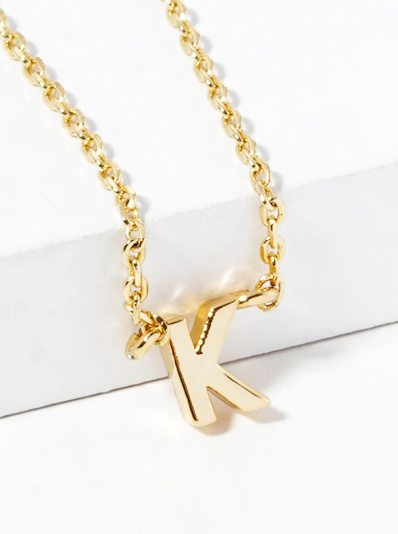 18K Gold Dipped Dainty Initial Letter Pendant Necklace