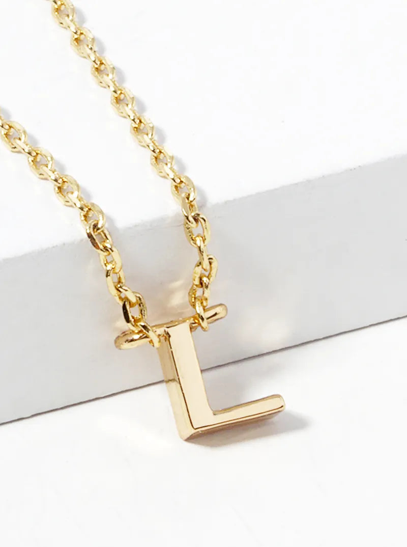 18K Gold Dipped Dainty Initial Letter Pendant Necklace