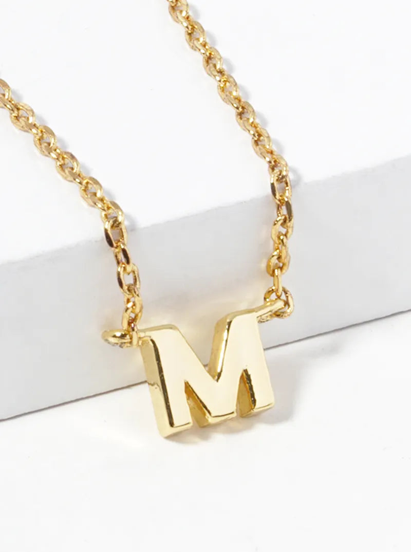 18K Gold Dipped Dainty Initial Letter Pendant Necklace