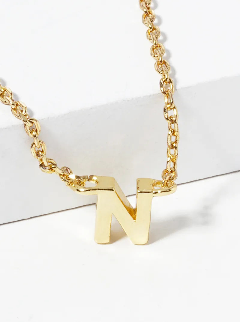 18K Gold Dipped Dainty Initial Letter Pendant Necklace