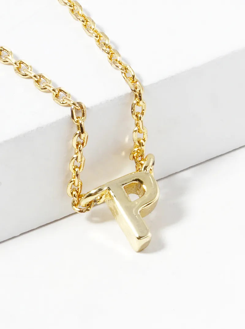 18K Gold Dipped Dainty Initial Letter Pendant Necklace