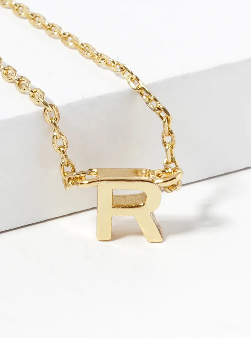 18K Gold Dipped Dainty Initial Letter Pendant Necklace