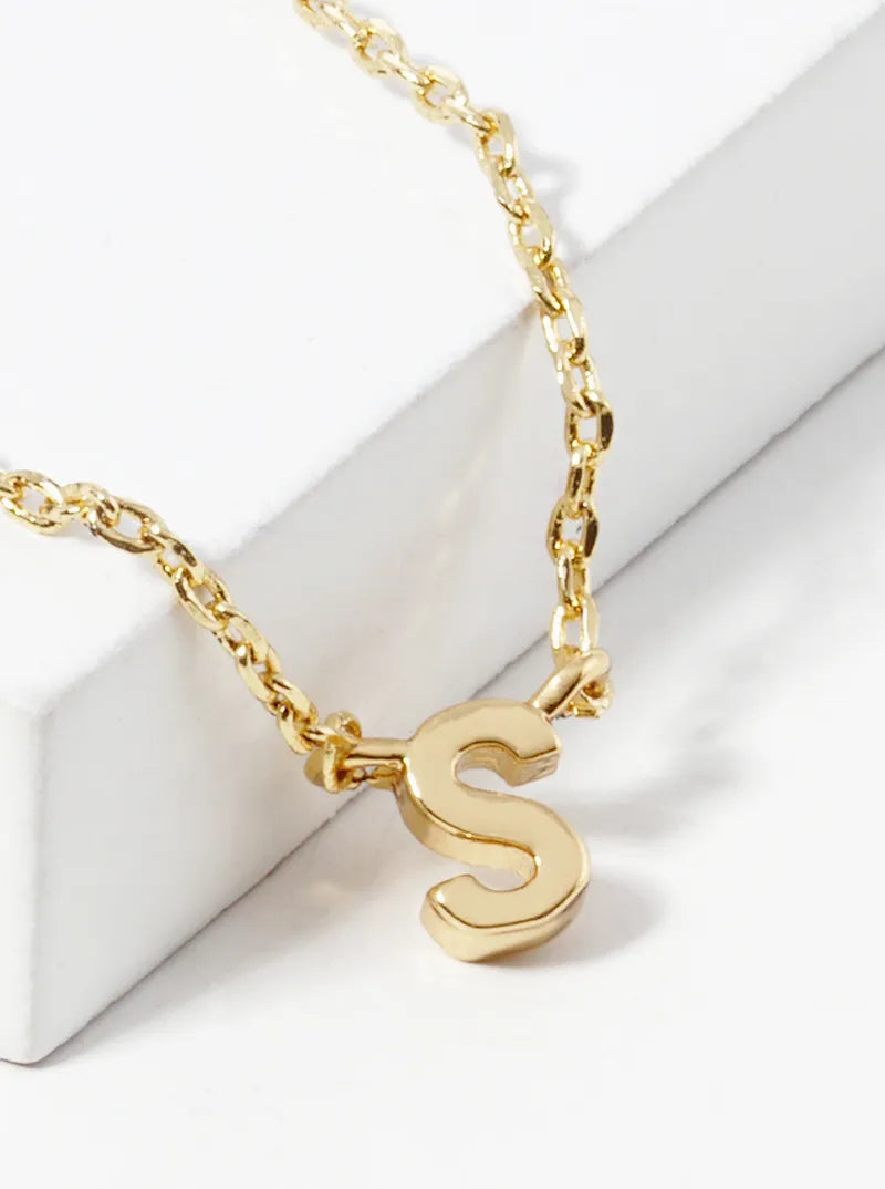 18K Gold Dipped Dainty Initial Letter Pendant Necklace