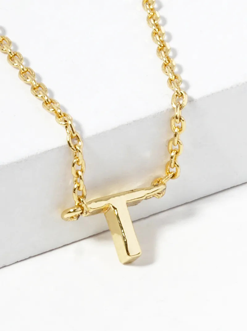 18K Gold Dipped Dainty Initial Letter Pendant Necklace