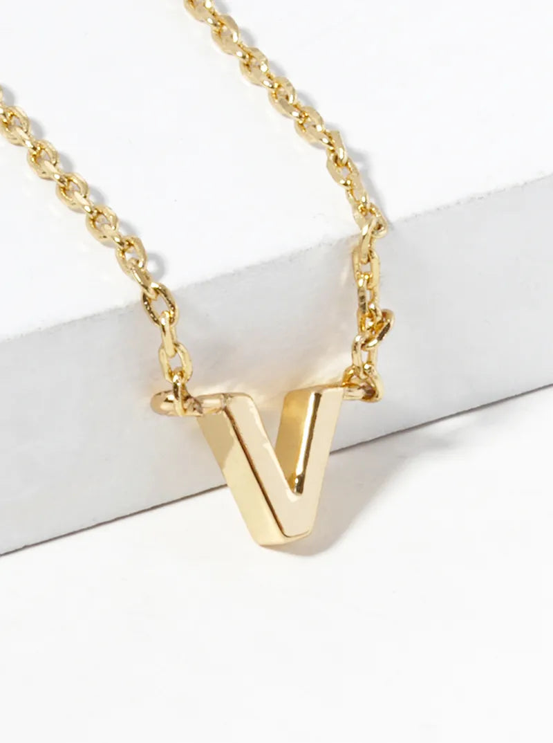 18K Gold Dipped Dainty Initial Letter Pendant Necklace