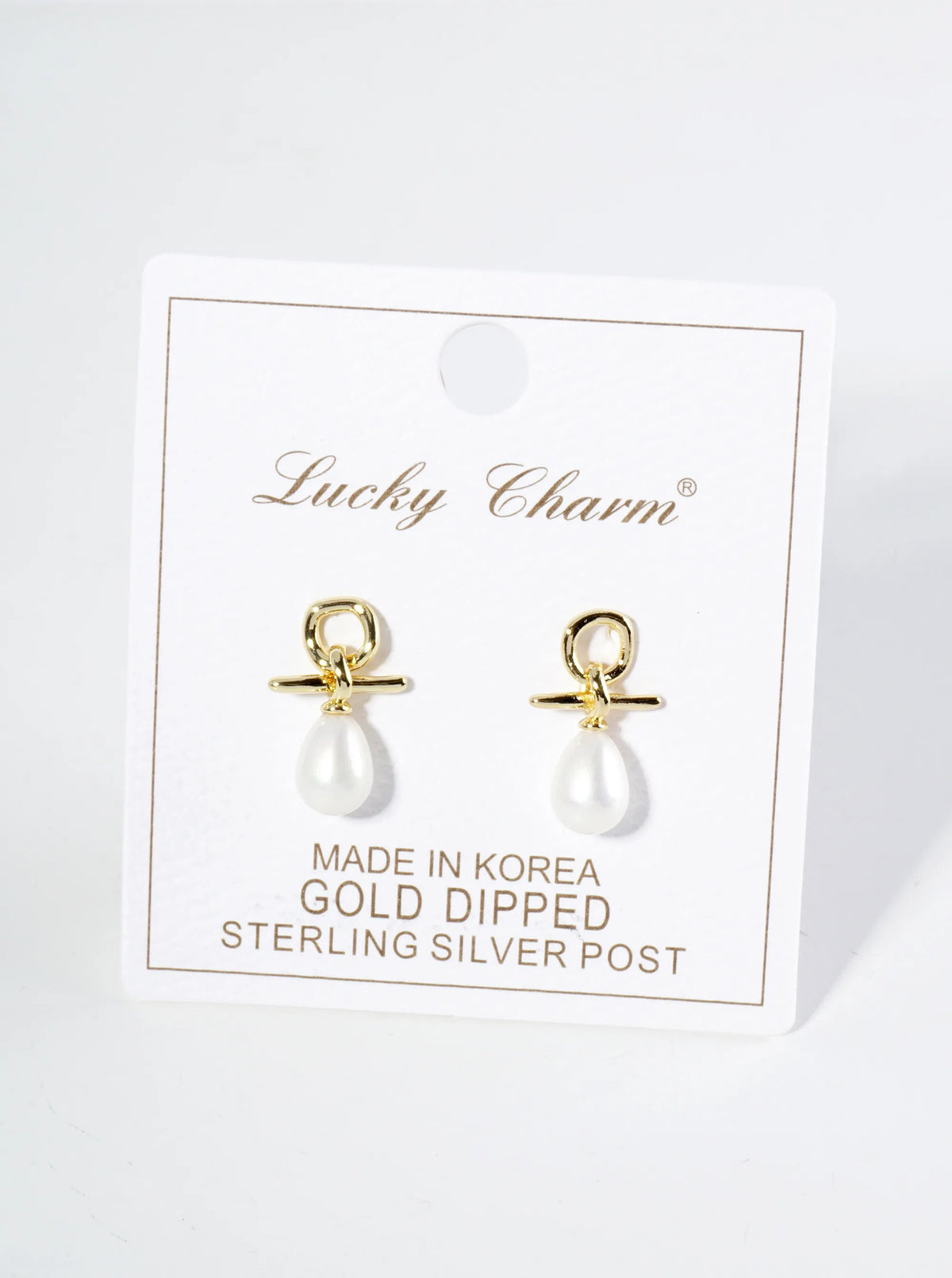 18K Gold Dipped Dainty Teardrop Pearl Drop Post Earrings