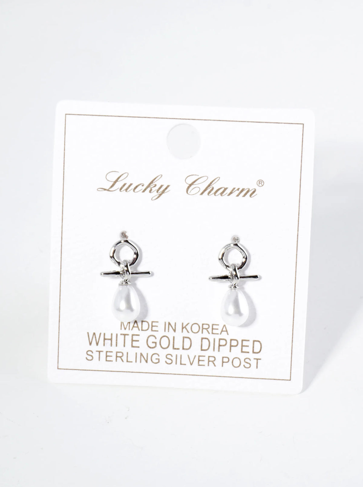 18K Gold Dipped Dainty Teardrop Pearl Drop Post Earrings