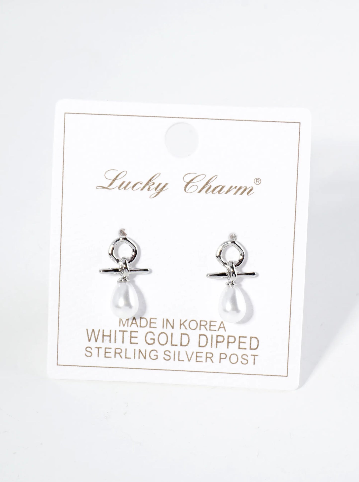 18K Gold Dipped Dainty Teardrop Pearl Drop Post Earrings