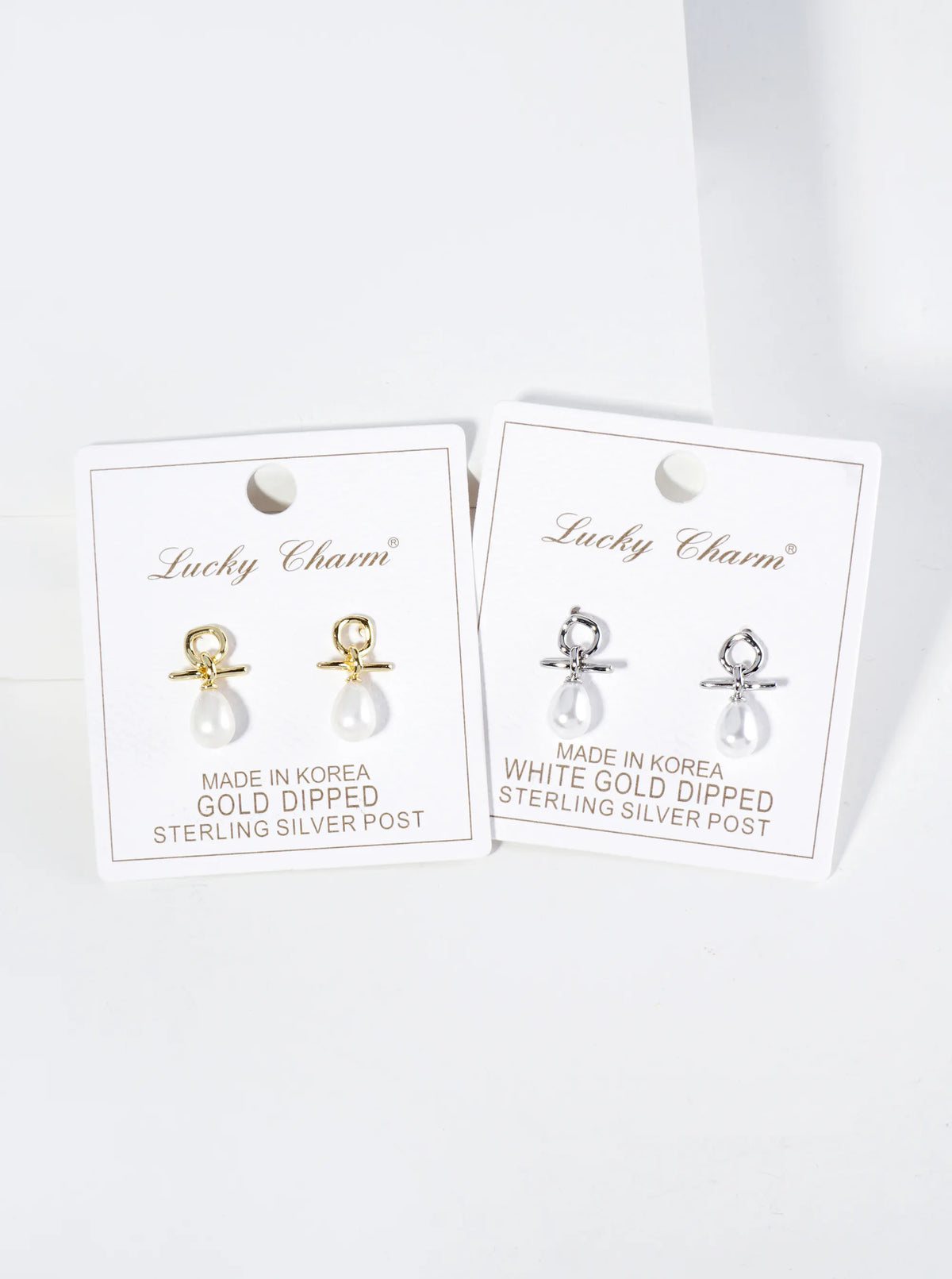 18K Gold Dipped Dainty Teardrop Pearl Drop Post Earrings