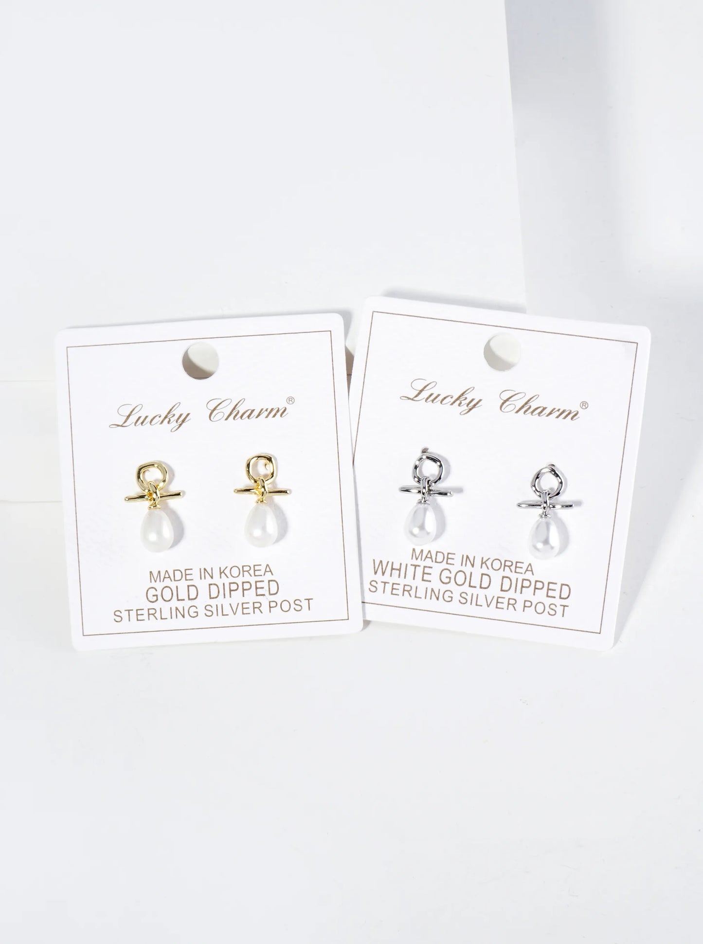 18K Gold Dipped Dainty Teardrop Pearl Drop Post Earrings