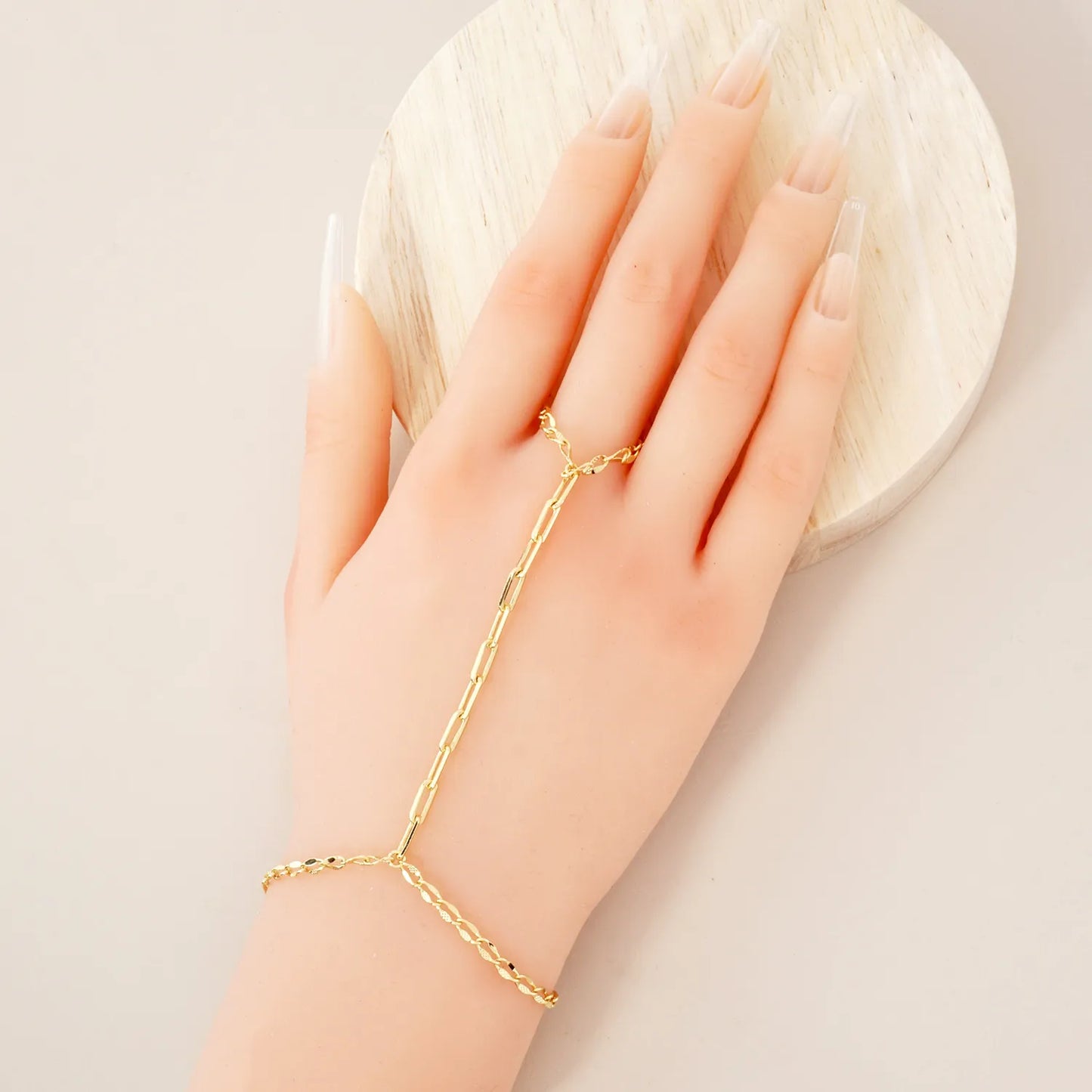 18K-Gold-Dipped Delicate 9mm Brass Link Chain Hand-Chain Bracelet