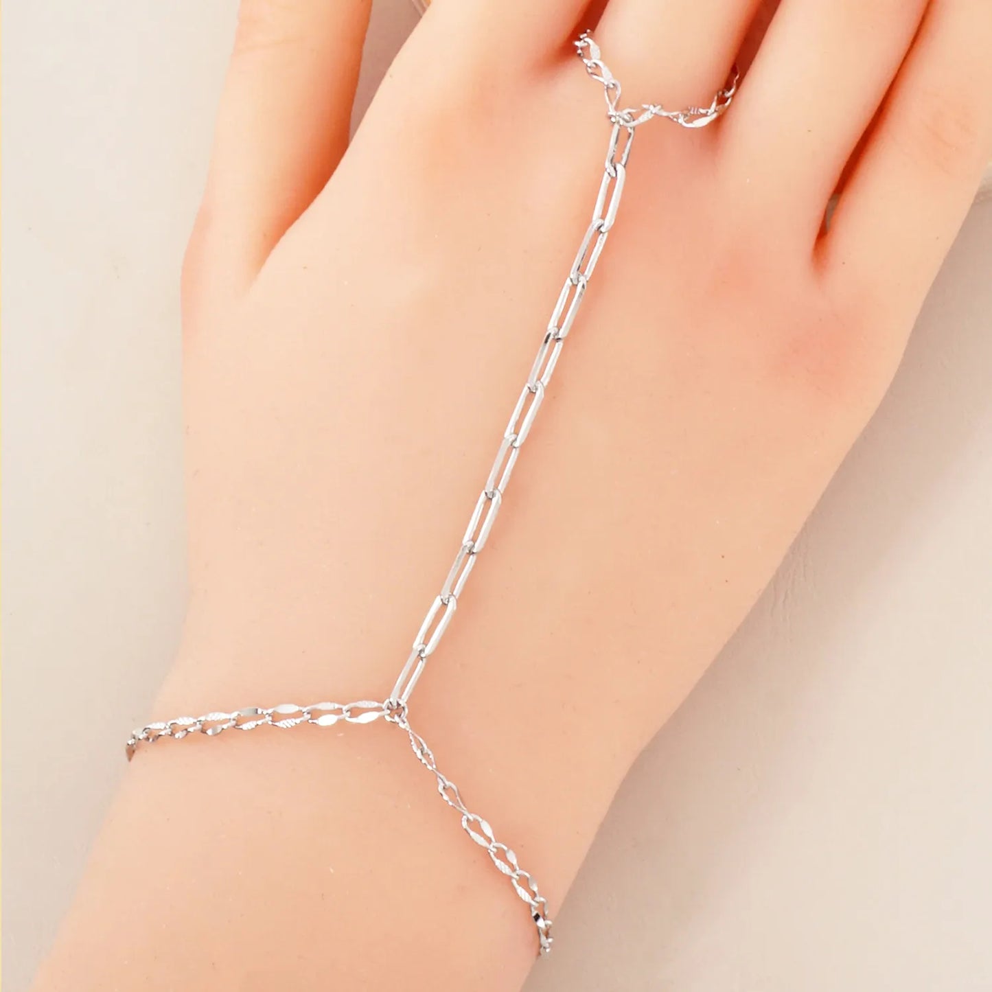 18K-Gold-Dipped Delicate 9mm Brass Link Chain Hand-Chain Bracelet