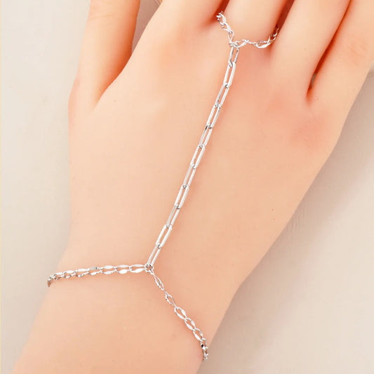 18K-Gold-Dipped Delicate 9mm Brass Link Chain Hand-Chain Bracelet