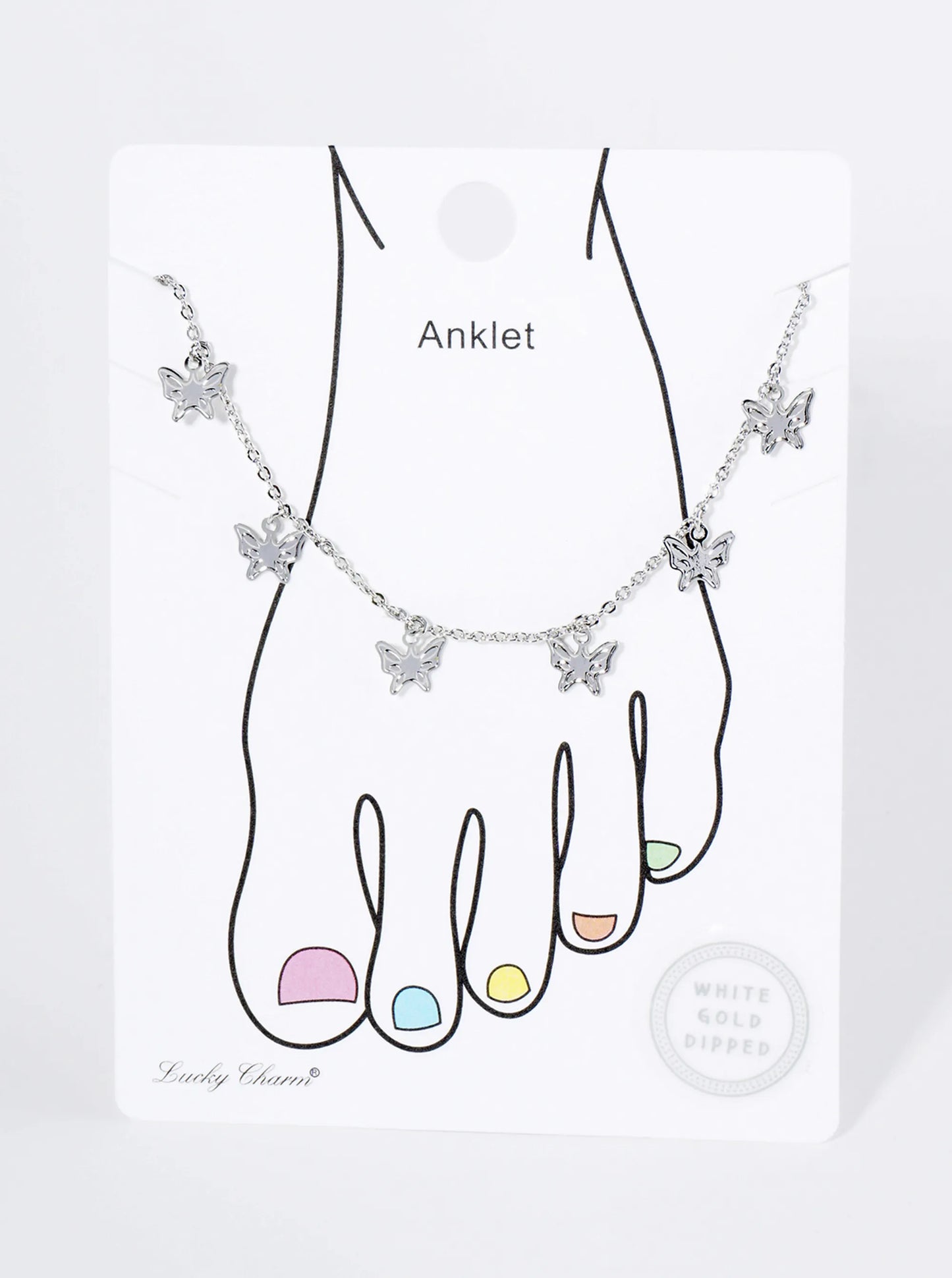 18K Gold Dipped Delicate Butterfly Charm Brass Chain Anklet