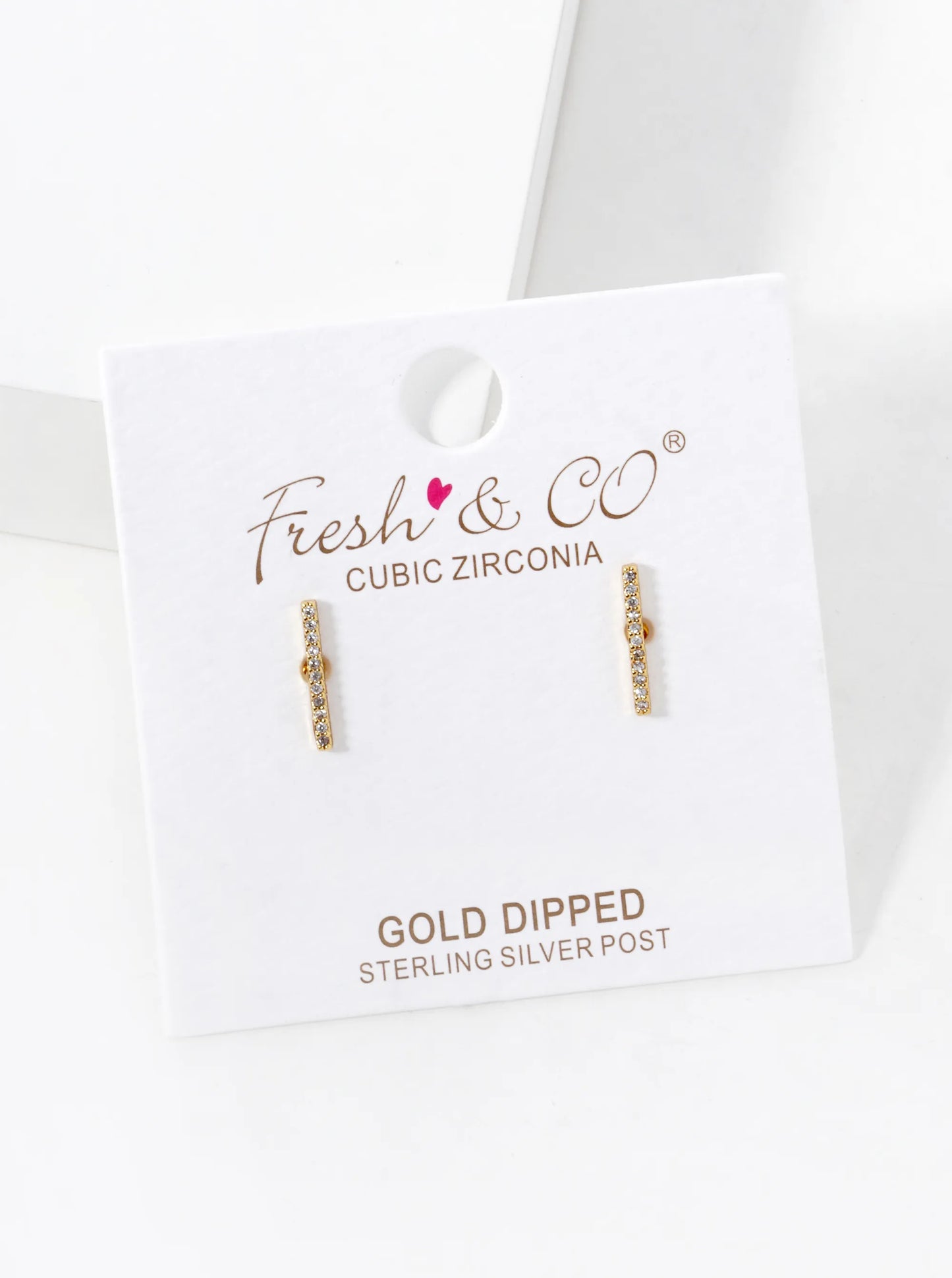 18K-Gold-Dipped Delicate CZ Pave Bar Stud Earrings