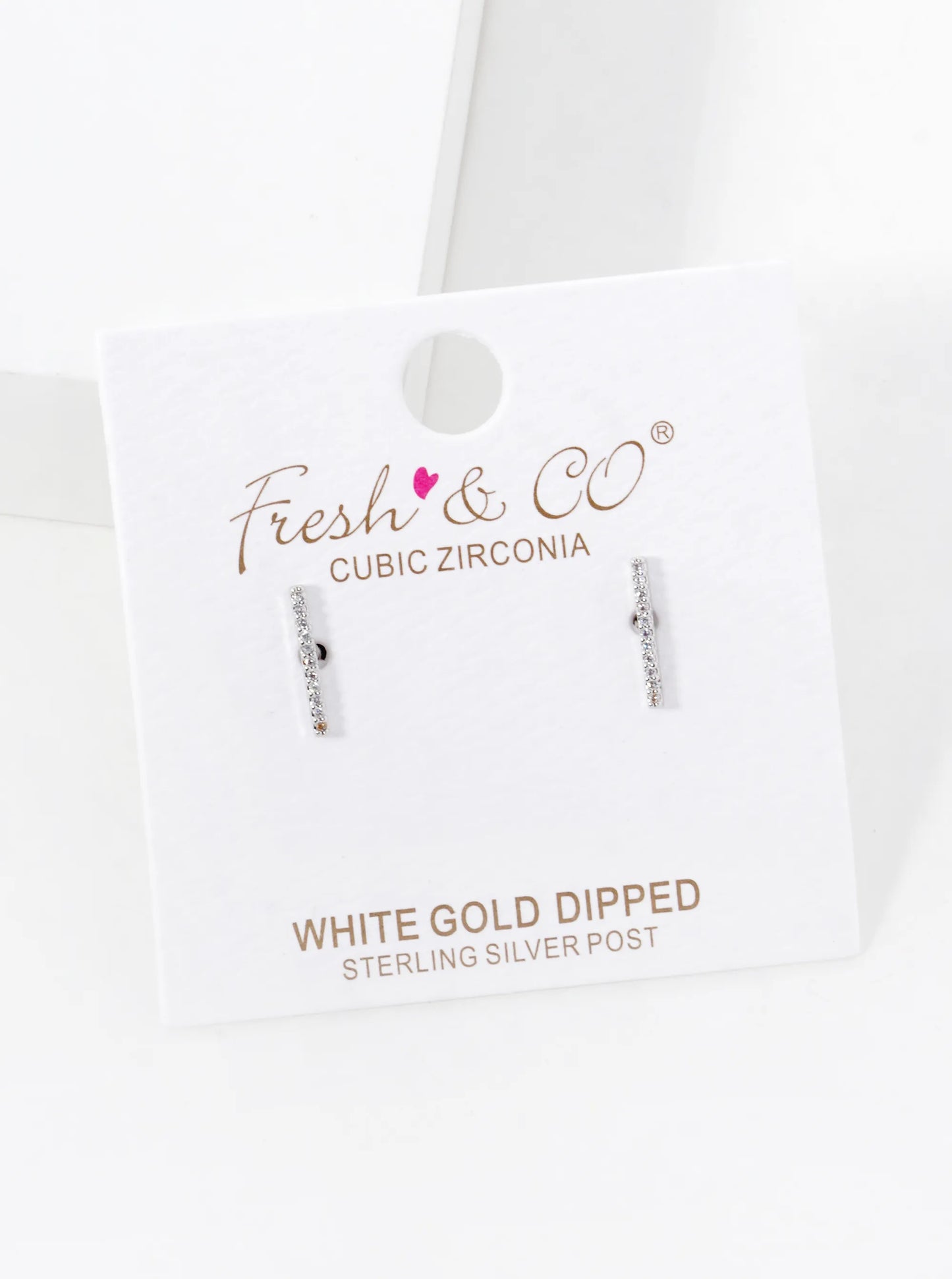 18K-Gold-Dipped Delicate CZ Pave Bar Stud Earrings