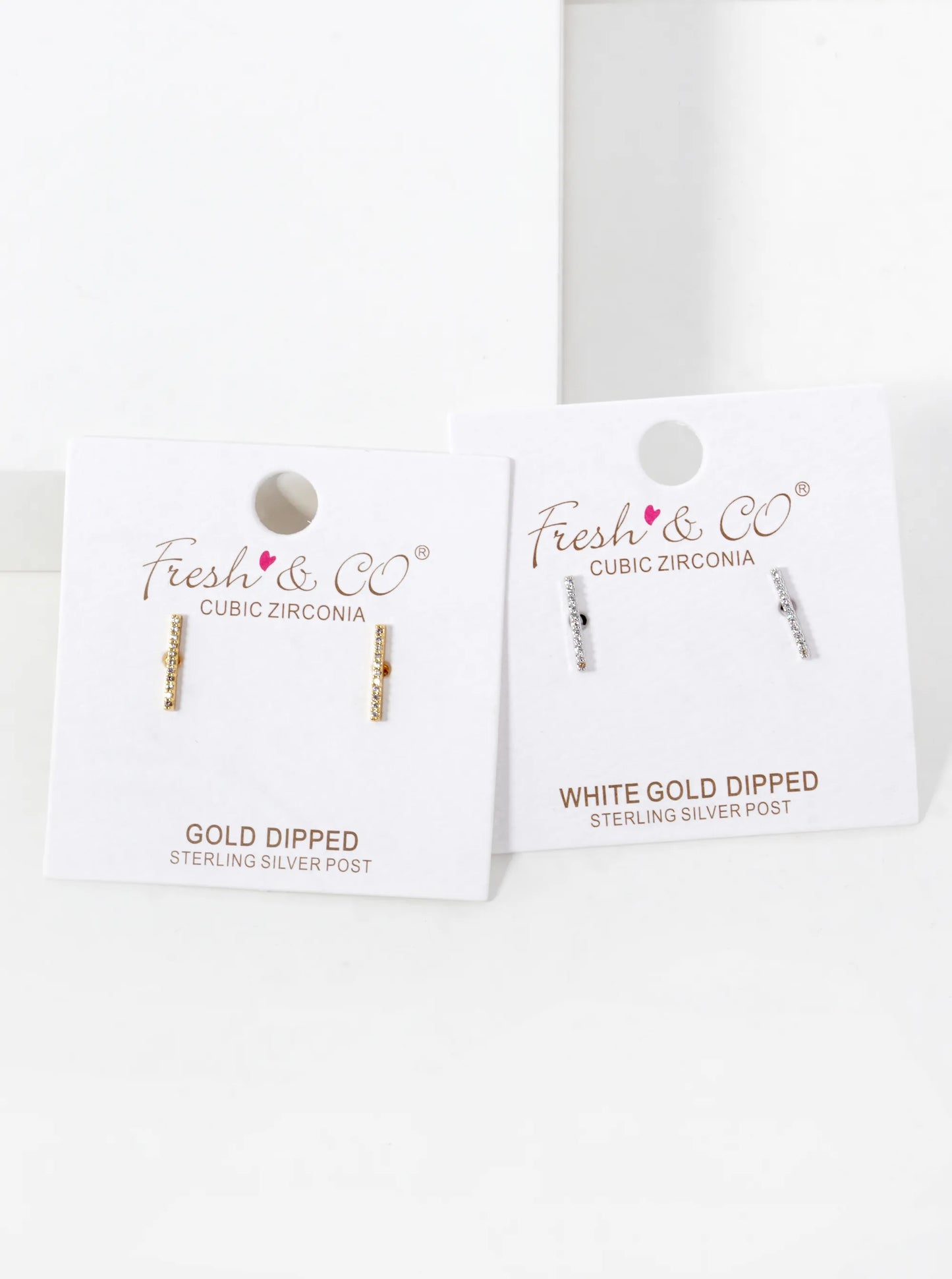 18K-Gold-Dipped Delicate CZ Pave Bar Stud Earrings