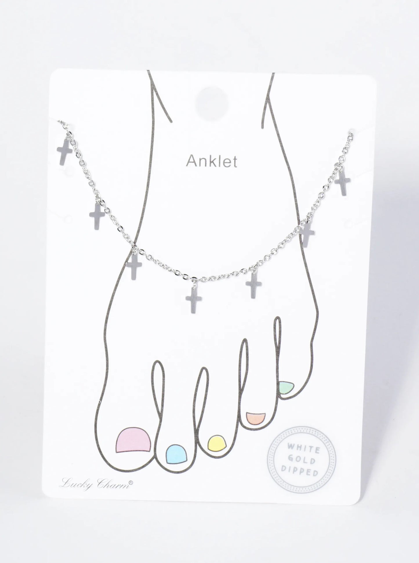 18K Gold Dipped Delicate Cross Charm Brass Chain Anklet