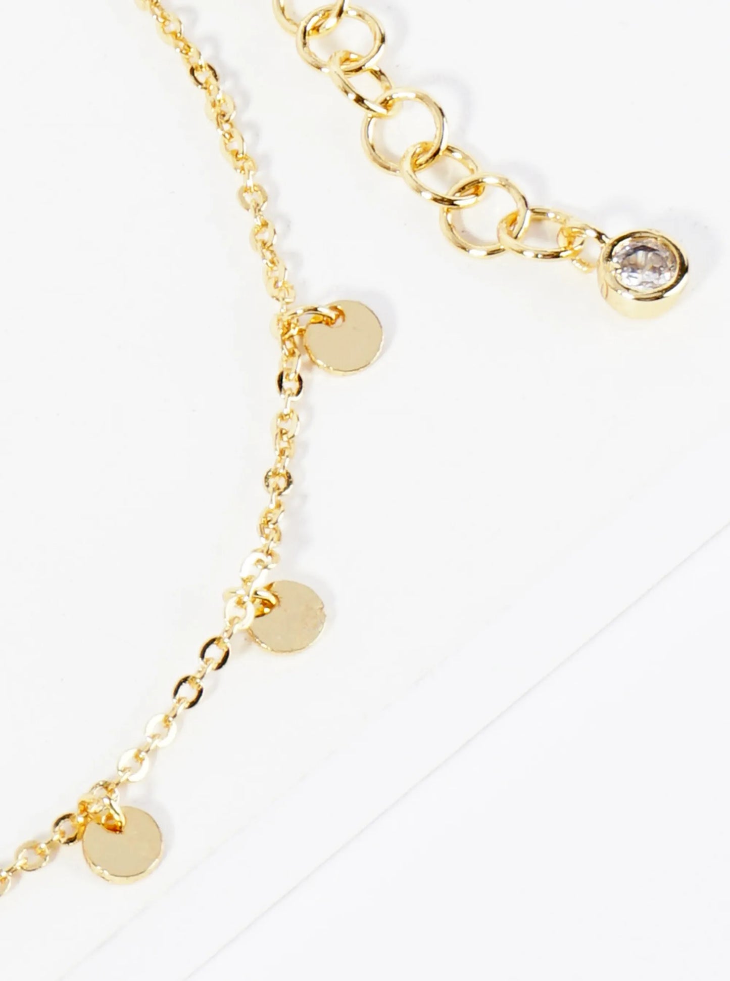 18K Gold Dipped Delicate Disc Charm Brass Chain Anklet