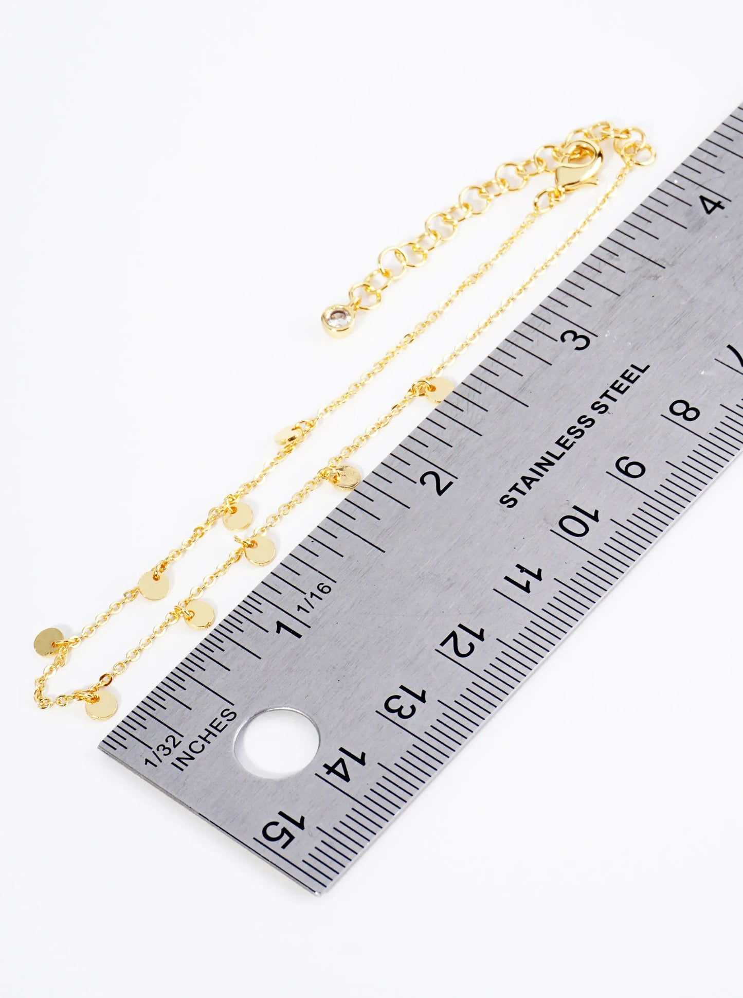 18K Gold Dipped Delicate Disc Charm Brass Chain Anklet