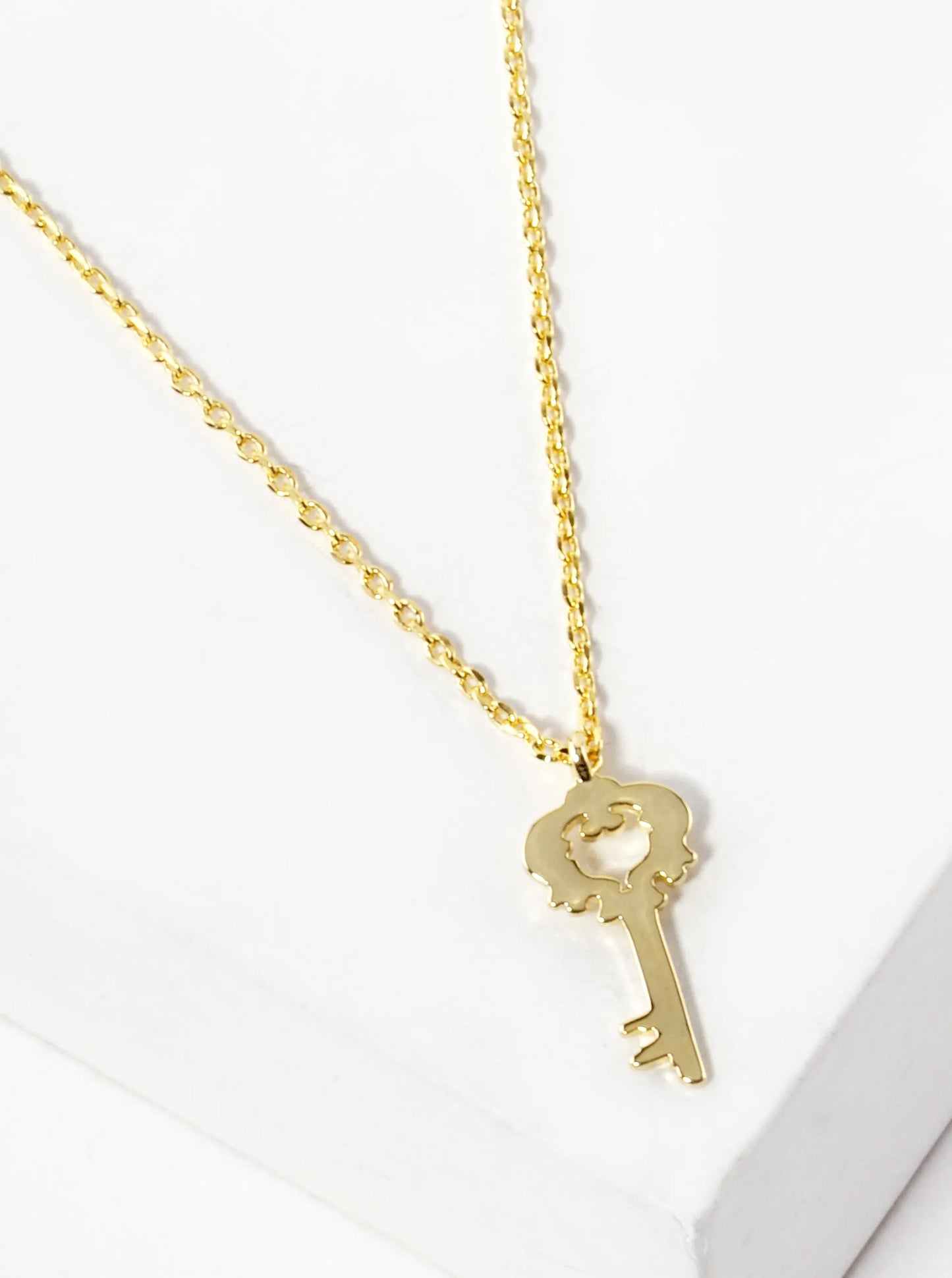 18K Gold Dipped Delicate Flat Key Pendant Necklace