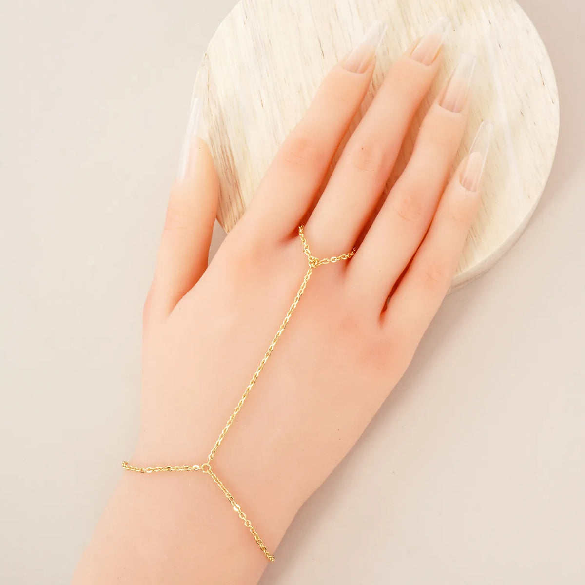18K-Gold-Dipped Delicate Infinity Brass Chain Hand-Chain Bracelet