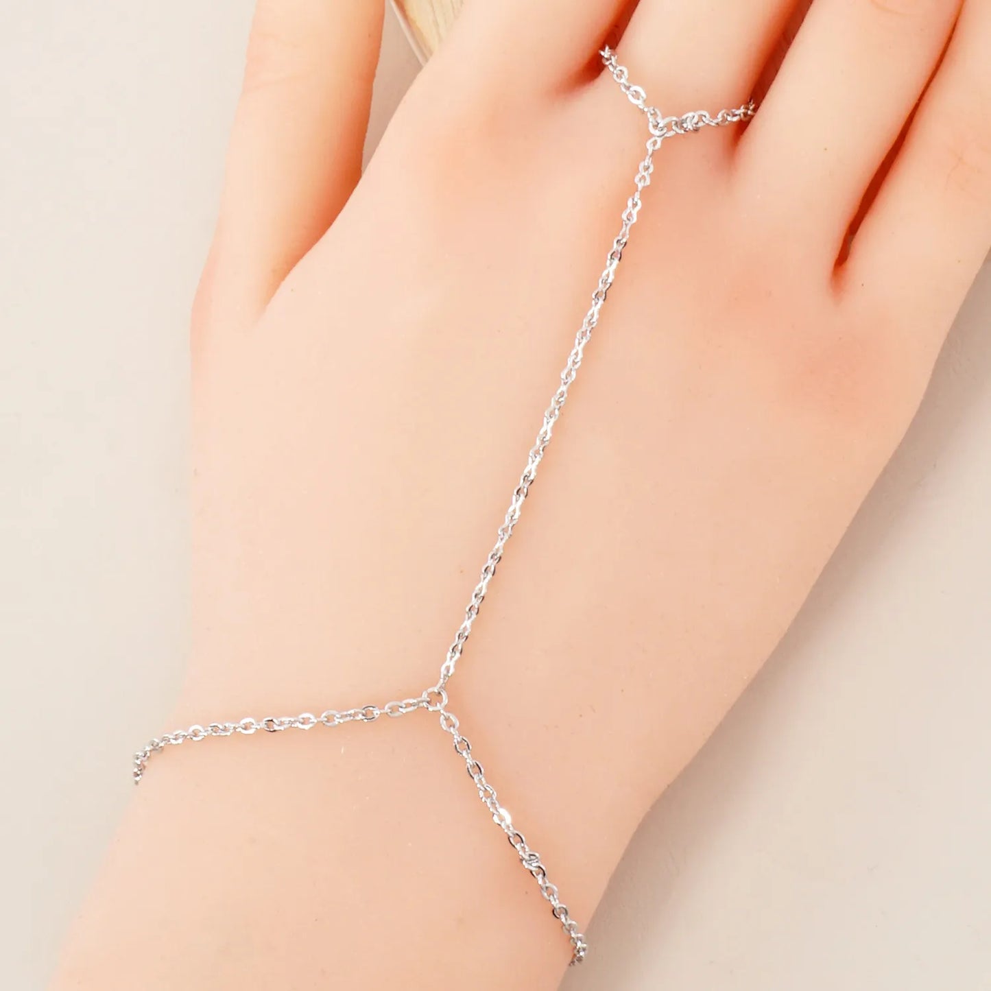 18K-Gold-Dipped Delicate Infinity Brass Chain Hand-Chain Bracelet