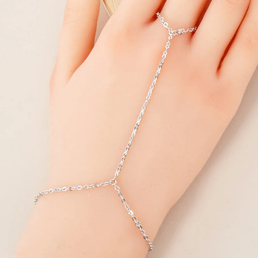 18K-Gold-Dipped Delicate Infinity Brass Chain Hand-Chain Bracelet