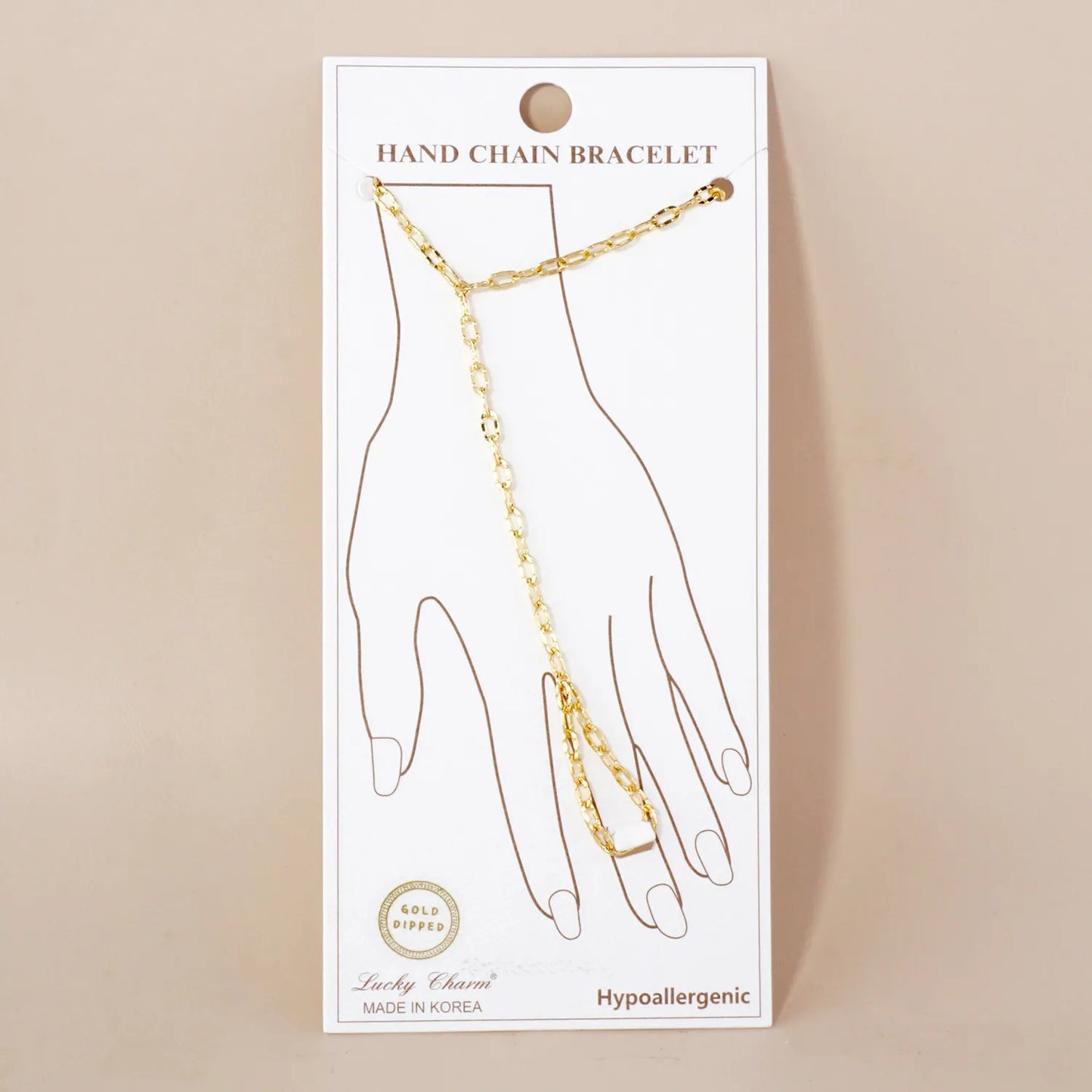 18K-Gold-Dipped Delicate Pressed-Texture 6mm Chain Brass Hand-Chain Bracelet