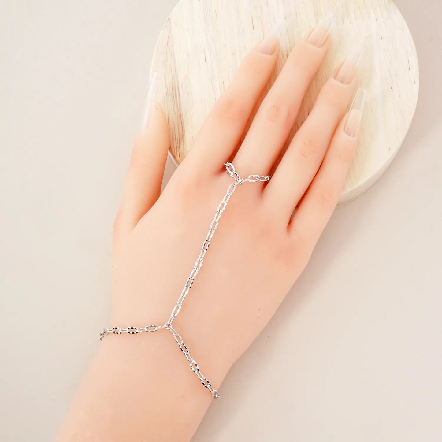 18K-Gold-Dipped Delicate Pressed-Texture 6mm Chain Brass Hand-Chain Bracelet