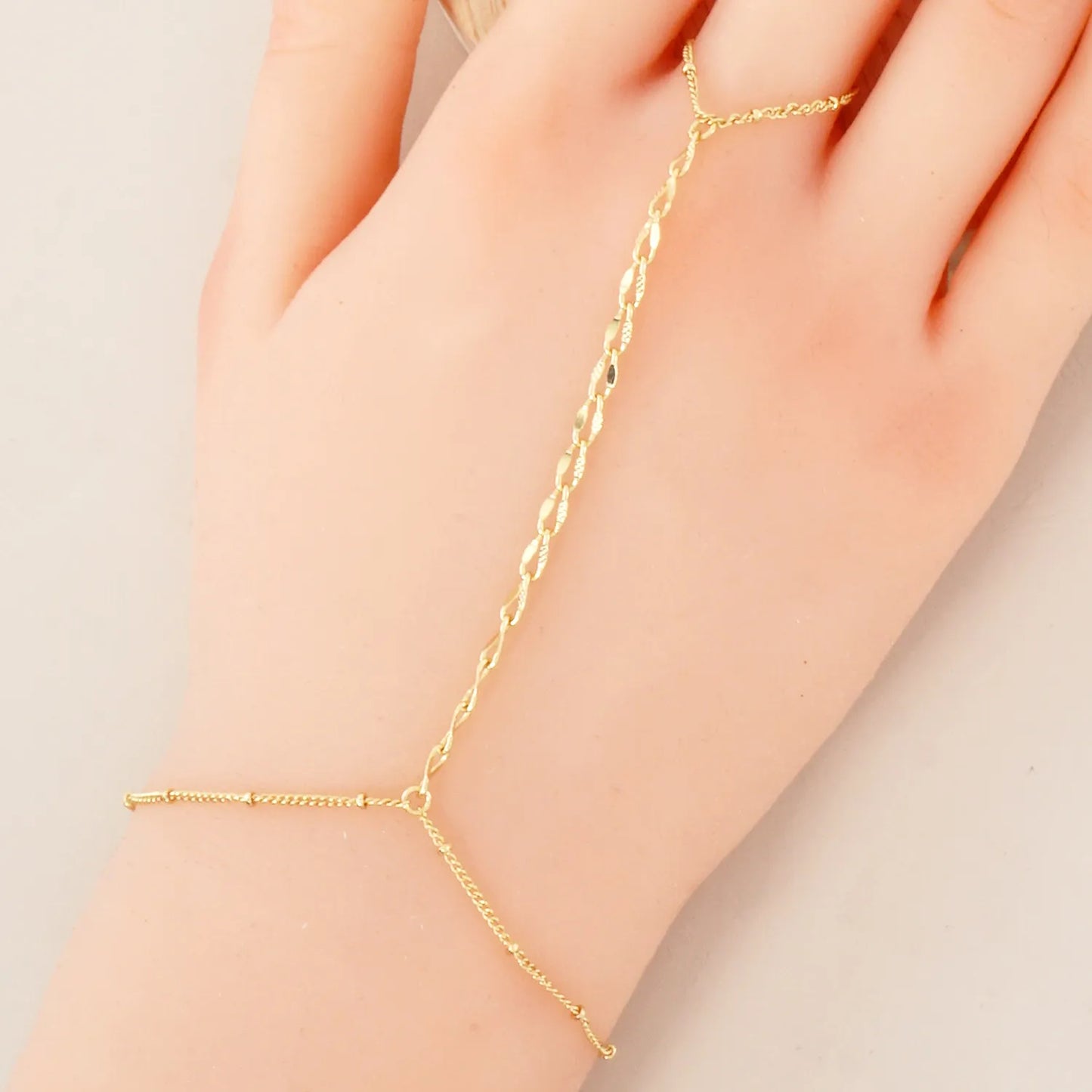 18K-Gold-Dipped Delicate Pressed-Texture 6mm Curb Satellite Brass Chain Hand-Chain Bracelet