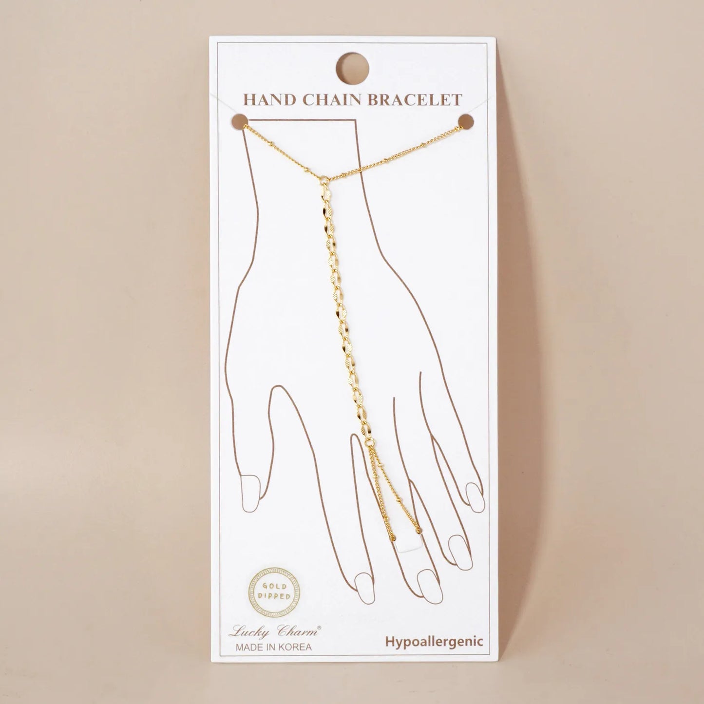 18K-Gold-Dipped Delicate Pressed-Texture 6mm Curb Satellite Brass Chain Hand-Chain Bracelet