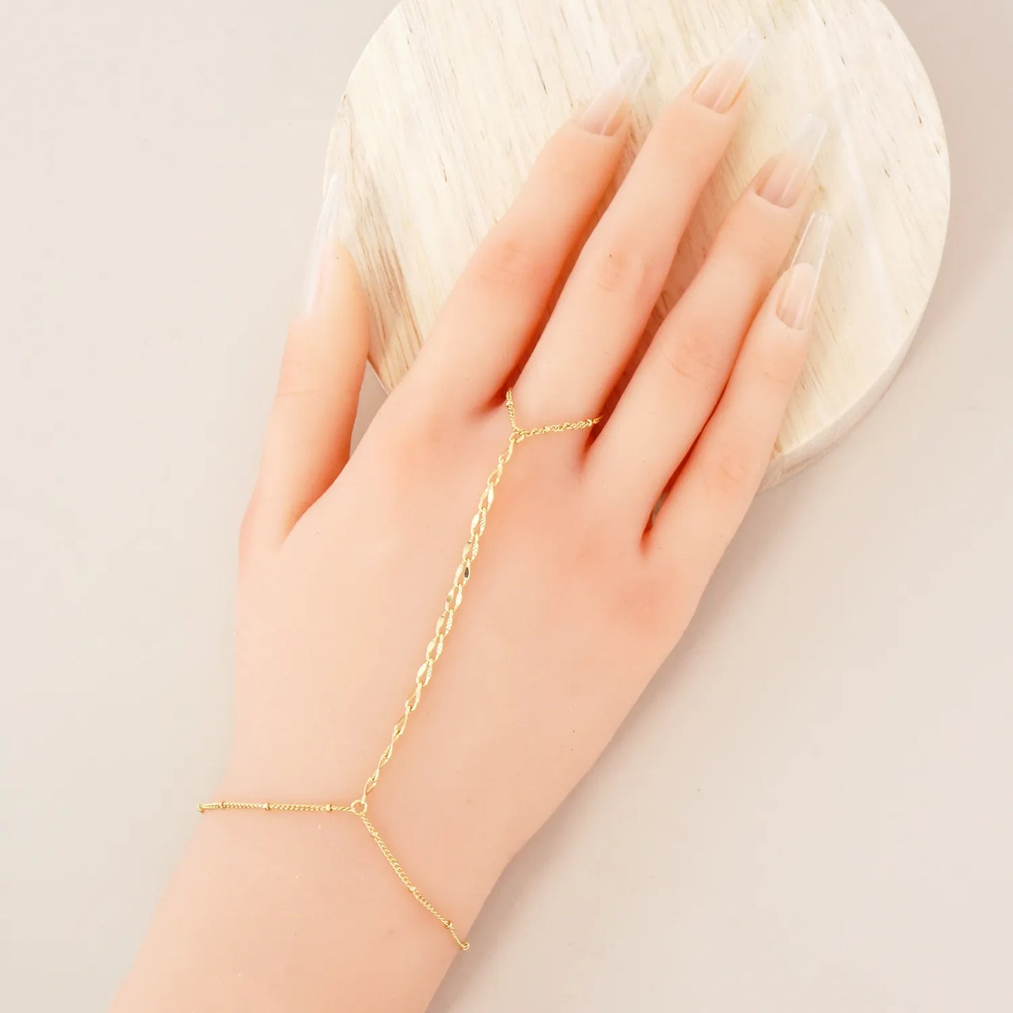 18K-Gold-Dipped Delicate Pressed-Texture 6mm Curb Satellite Brass Chain Hand-Chain Bracelet