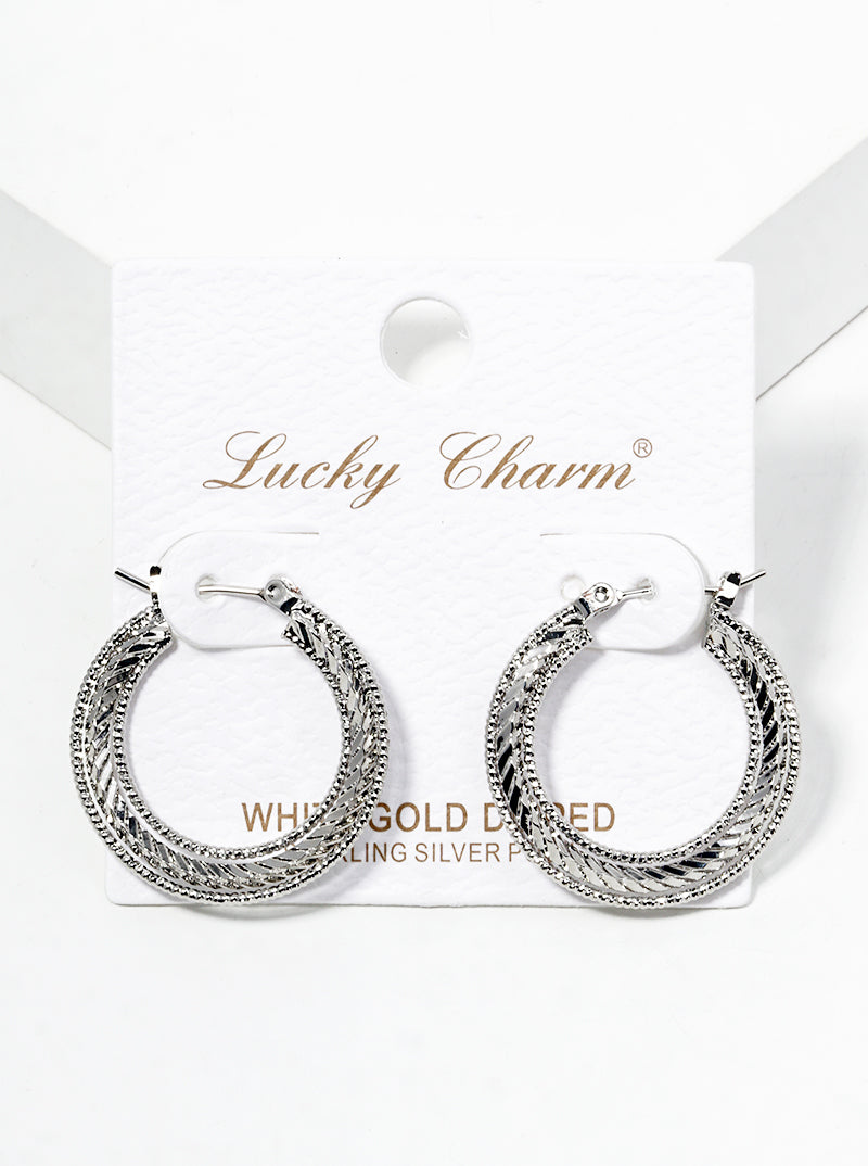 18K-Gold-Dipped Delicate Textured Brass 25mm Lever-back Hoop Earrings
