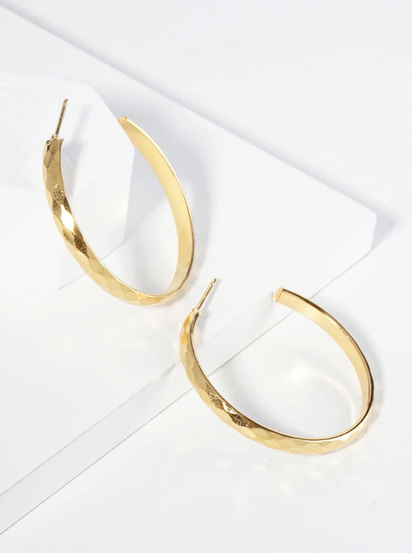 18K Gold Dipped Diamond Cut 35mm Stainless Steel Open Hoop Earrings