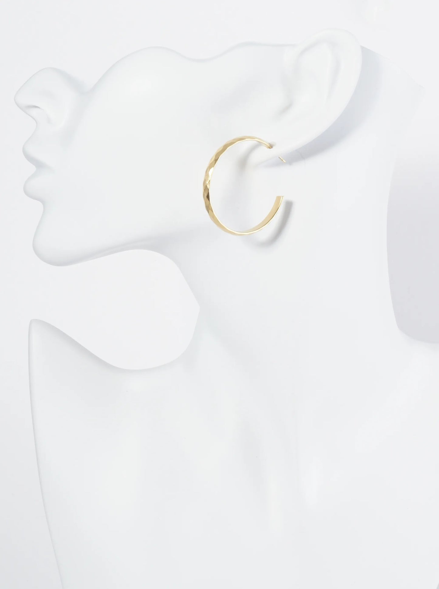 18K Gold Dipped Diamond Cut 35mm Stainless Steel Open Hoop Earrings