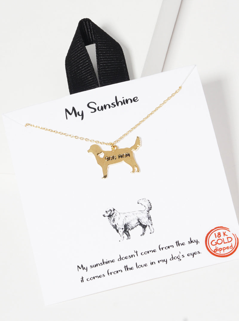 18K Gold Dipped Dog Mom Pendant Necklace