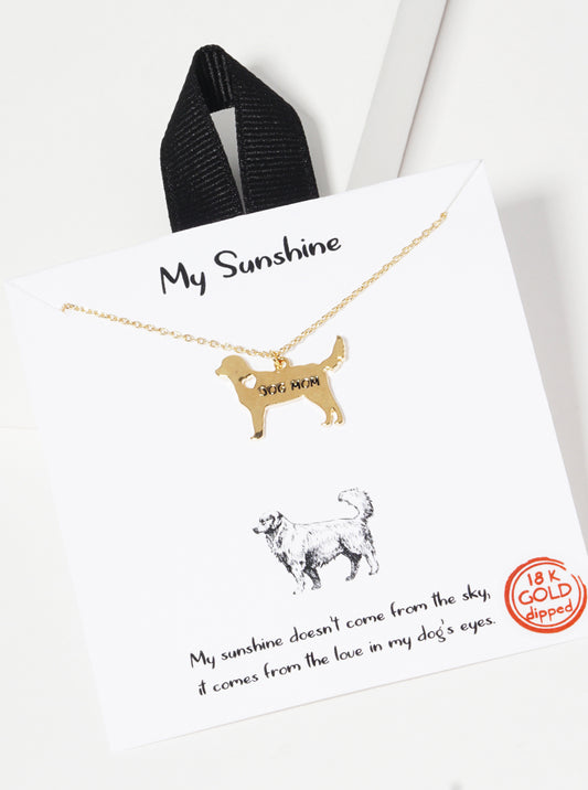 18K Gold Dipped Dog Mom Pendant Necklace