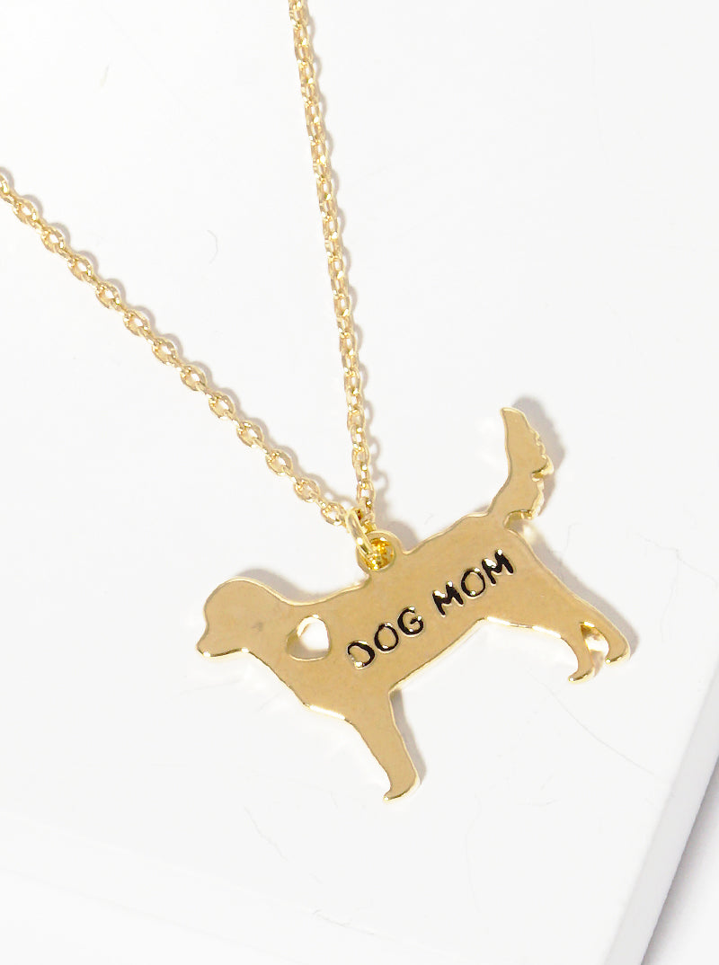 18K Gold Dipped Dog Mom Pendant Necklace