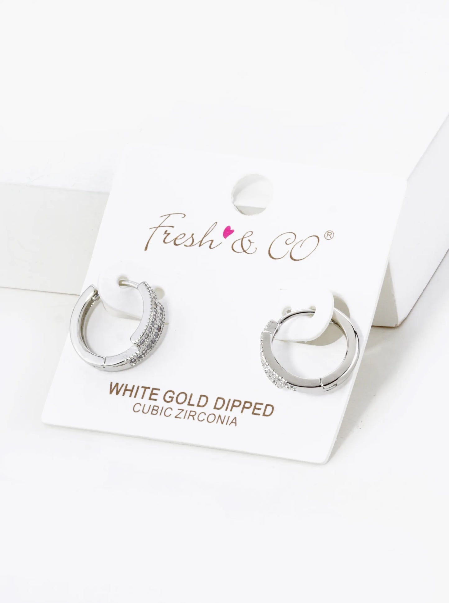 18K Gold Dipped Double Line Micro Pave Set Cubic Zirconia 15mm Huggie Hoop Earrings