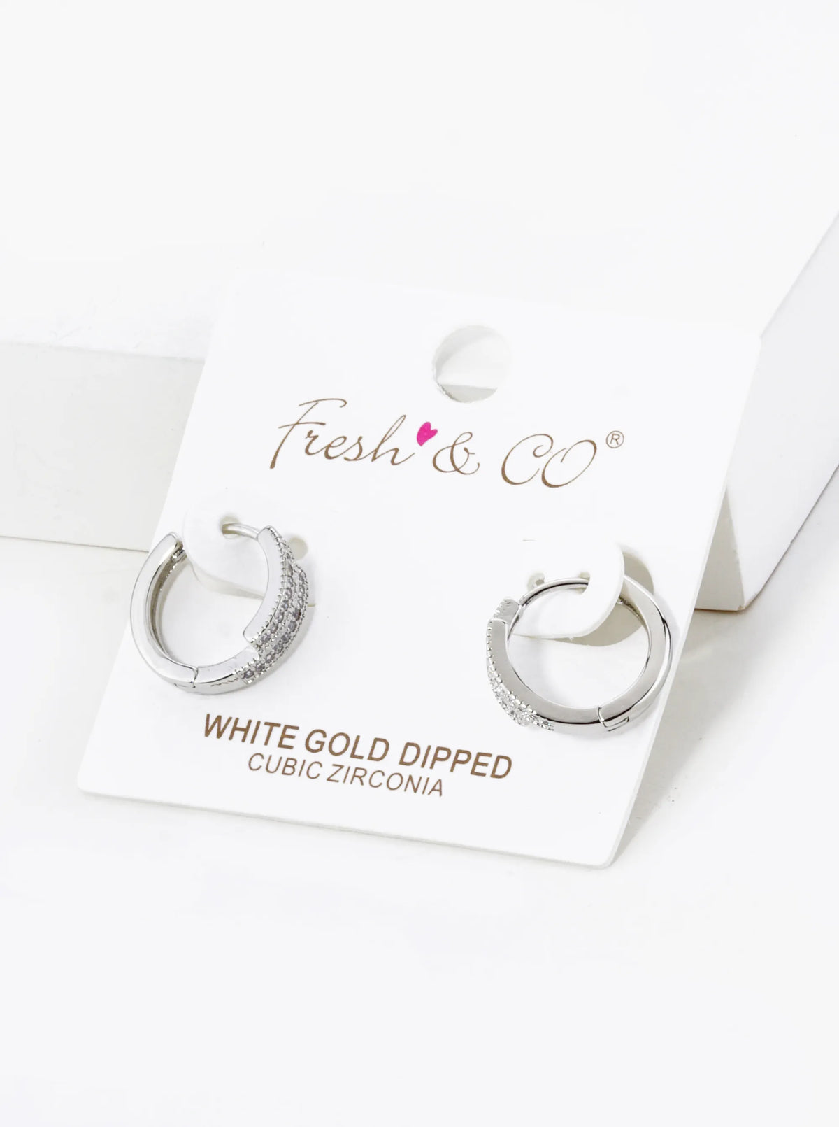 18K Gold Dipped Double Line Micro Pave Set Cubic Zirconia 15mm Huggie Hoop Earrings