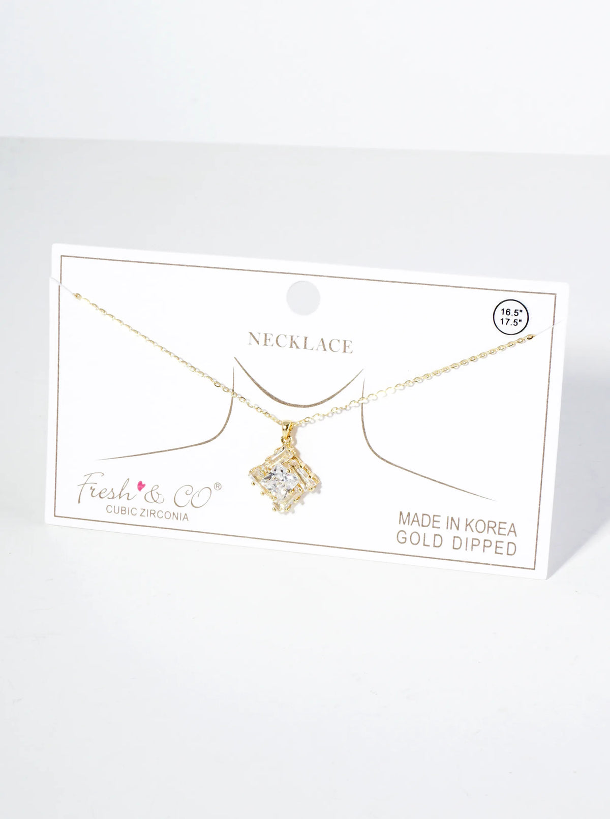 18K Gold Dipped Double Rhombus CZ Pendant Necklace