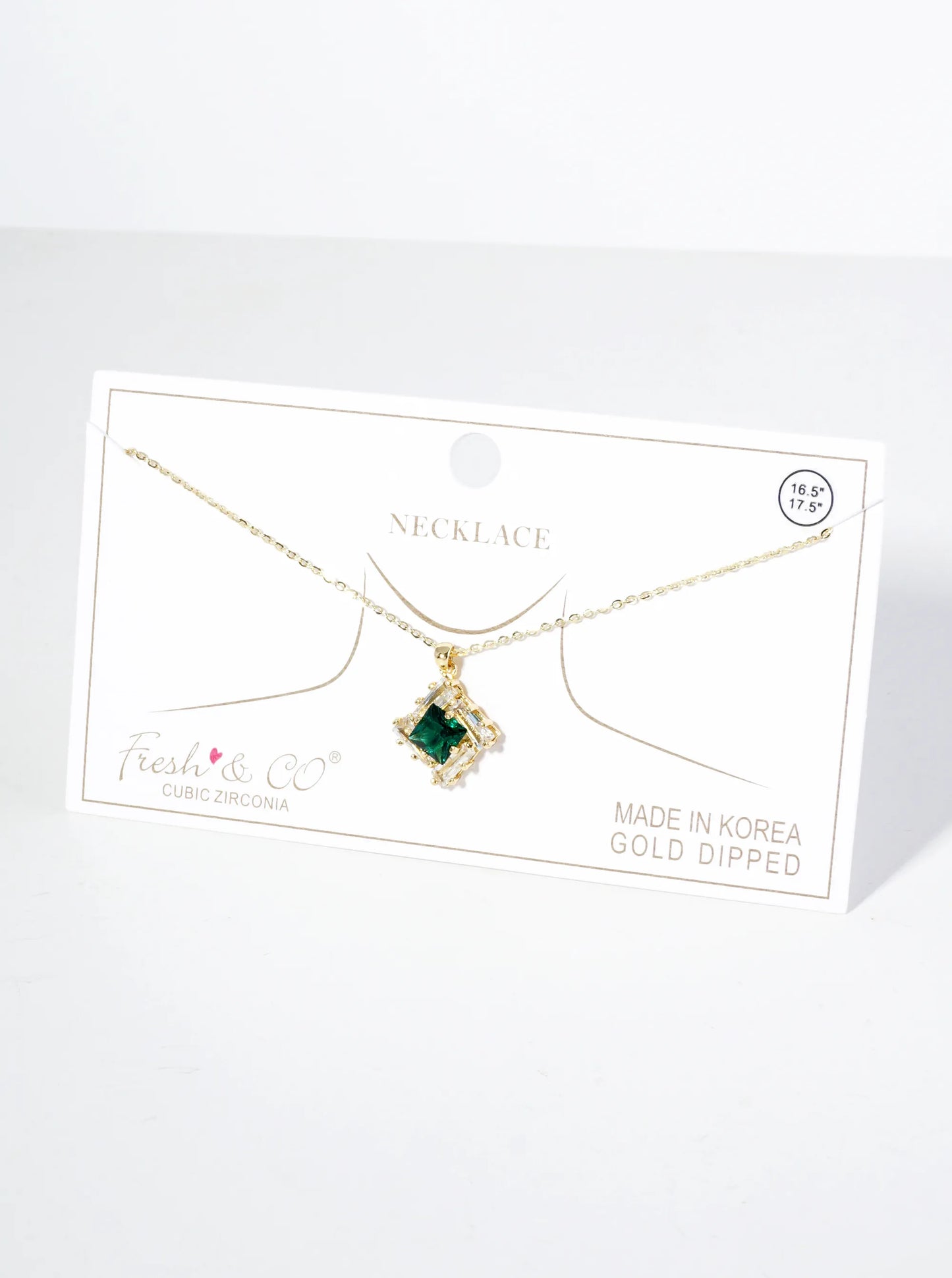 18K Gold Dipped Double Rhombus CZ Pendant Necklace