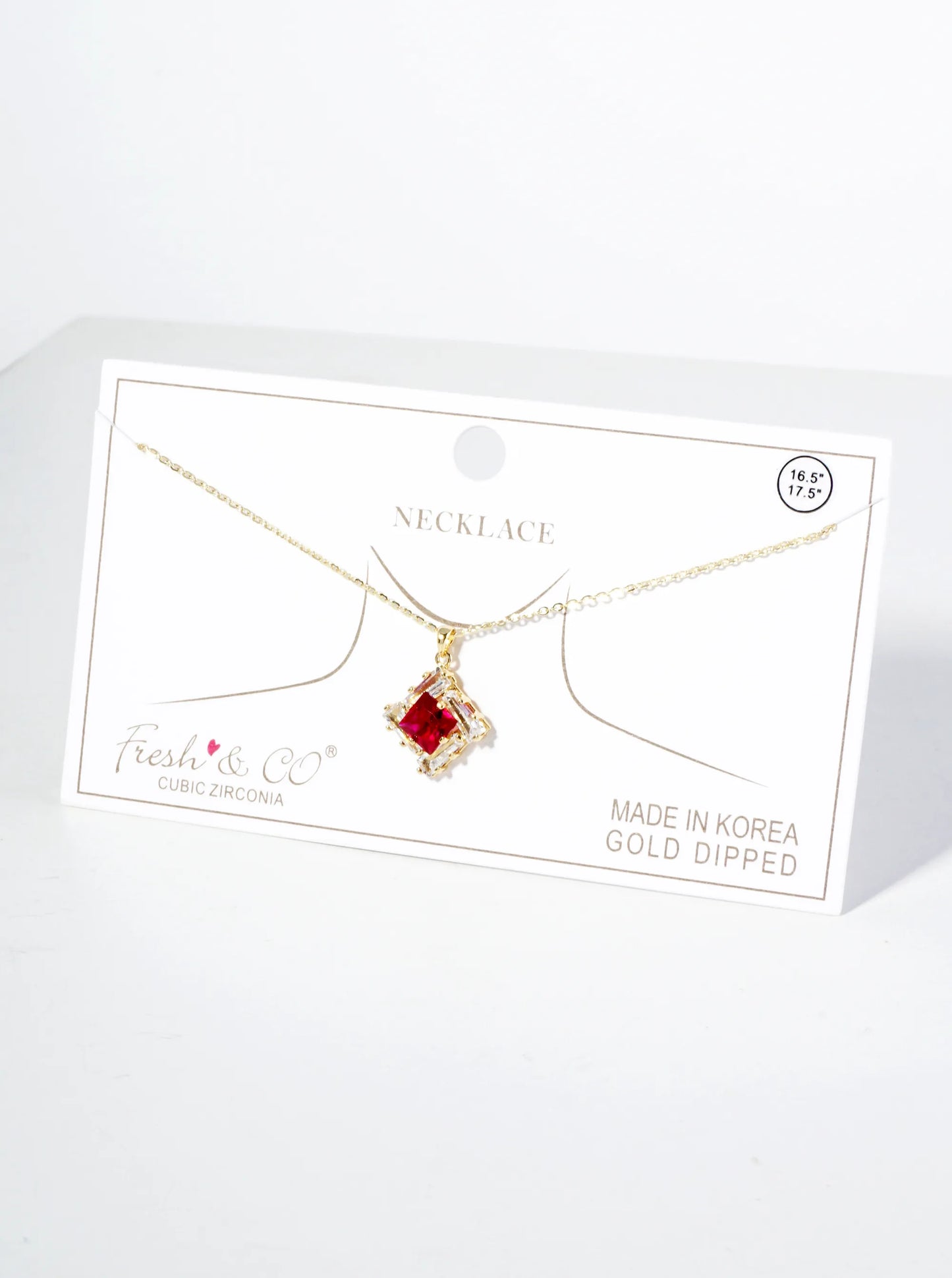 18K Gold Dipped Double Rhombus CZ Pendant Necklace