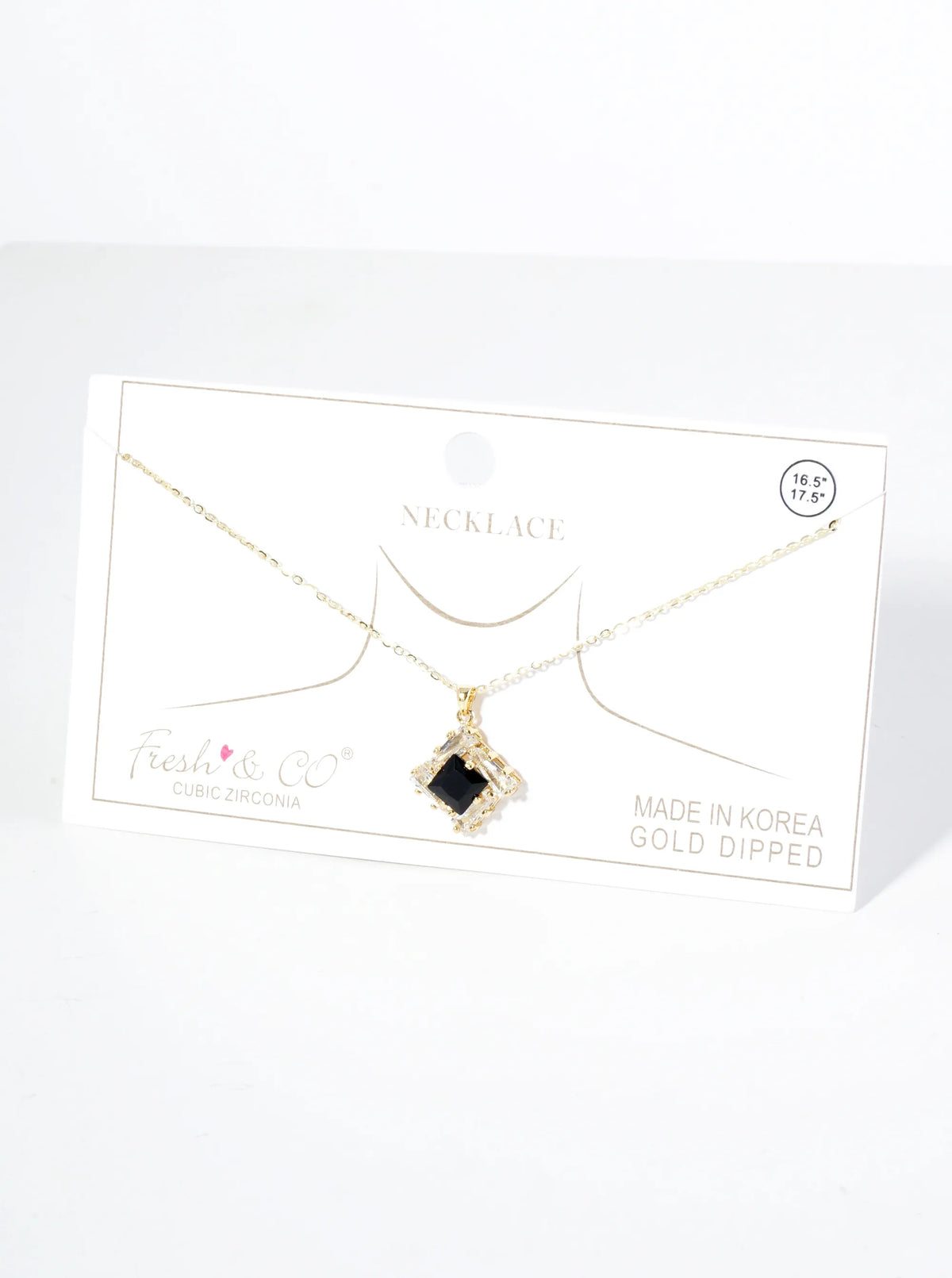 18K Gold Dipped Double Rhombus CZ Pendant Necklace