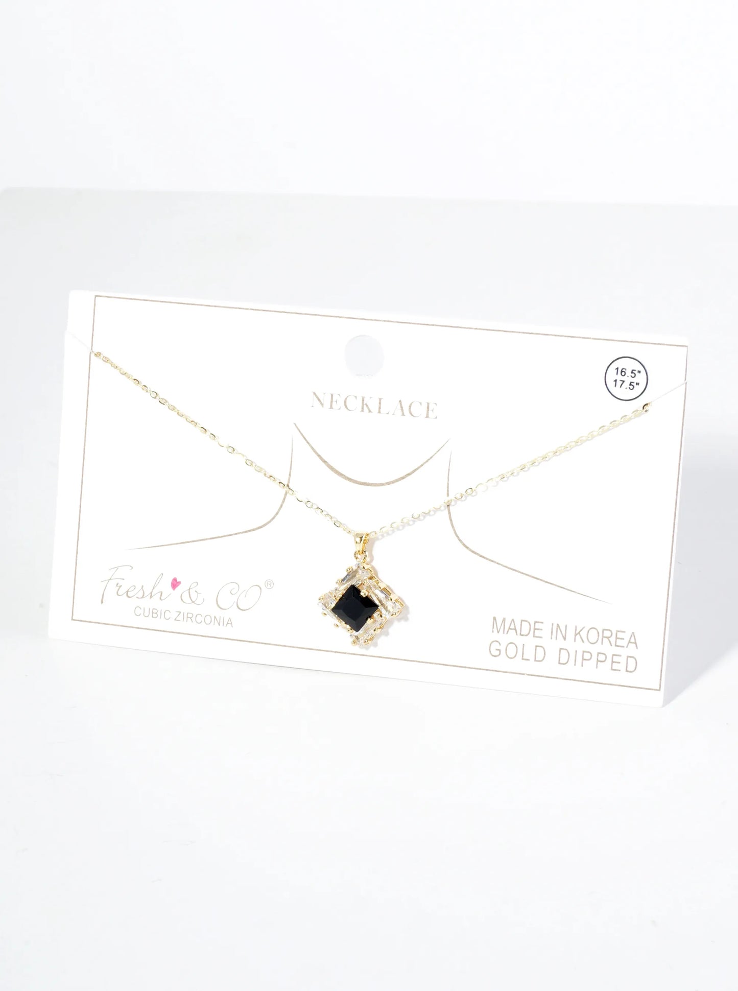 18K Gold Dipped Double Rhombus CZ Pendant Necklace